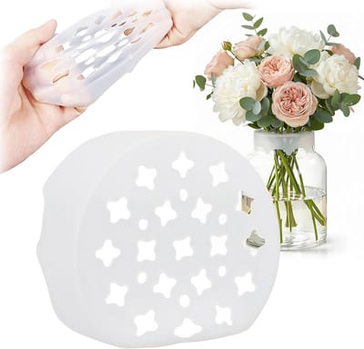 2 Stuks Flexibele Siliconen Bloemenrooster - Herbruikbare Voor Vazen - Semi-Transparant Rekbaar Ontwerp - Universele Pasvorm Voor Ronde Vierkante En Onregelmatige Vazen - Praktisch Hulpmiddel Voor DIY Bloemschikken En Interieurdecoratie| Cyslmuk®