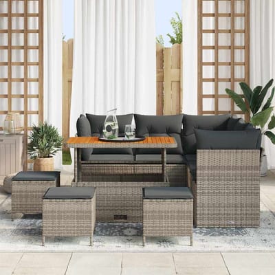 vidaXL - Tuinbank - Set - 9 - st - 5-Aantal - zitplaatsen - Grijs - poly - rattan