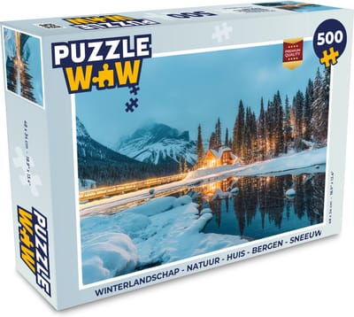 Puzzel Winterlandschap - Natuur - Huis - Bergen - Sneeuw - Legpuzzel - Puzzel 500 stukjes