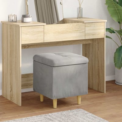vidaXL - Ottoman - met - opslag - Lichtgrijs - 40 - x - 40 - x - 45 - cm - Fluweel