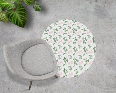 Coloray Vloerbeschermer - Bamboe en bloemen Stoel Mat - 100x100 cm - Groente Vloerbeschermer Harde Vloer - Motif Vloerbeschermer - Mótif Vloerbeschermer - Ronde Mat - Natuur Thema