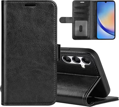 MobyDefend Hoesje - Geschikt voor Samsung Galaxy A34 - Wallet Book Case (Sluiting Achterkant) - Zwart