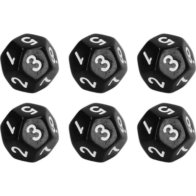 40 stuks 12-zijdige dobbelstenen set Polyhedrale dobbelstenen voor Familiefeest Bordspel Pub Club Spel Black zwart