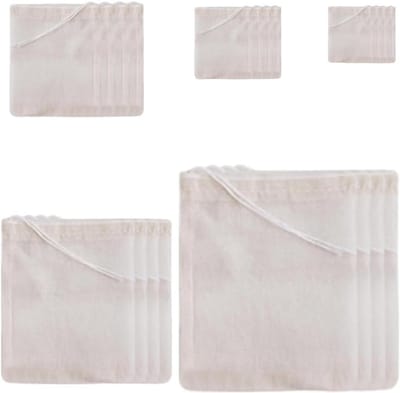 20 Stuks Katoenen Muslin Zakjes met Touwtjes voor Specerijen, Thee, Koffiefilter en DIY Craft Opslag