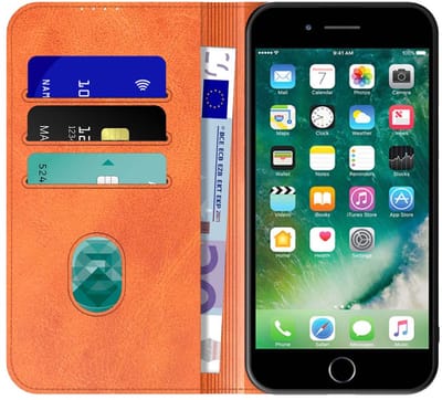 Geschikt voor iPhone 7/8 Plus Telefoonhoesje Bruin Kunstleer Met Magnetische Sluiting - Portemonnee BookCase Met Pasjeshouder - ProtX
