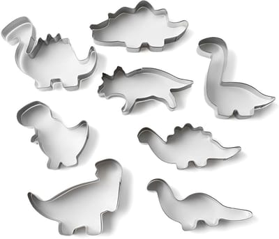 Dailygoods - 8 stuks dinosaurus-uitsteekvormpjes, koekjessnijders, koekjessnijders, koekjessnijders, uitsteekvormen voor kinderen en feestjes