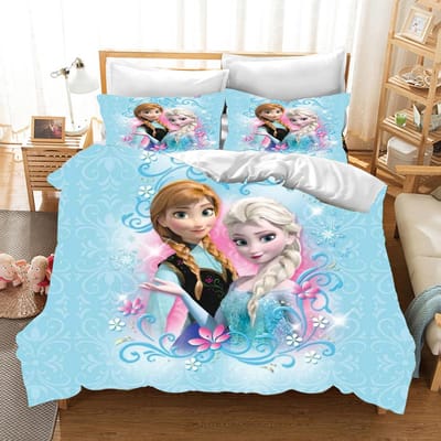 Kinder Frozen Prinses Beddengoed Set Elsa Beer Dekbedovertrek Queen met Kussensloop 3D Kinder Beddengoed Set EU Double(200*200cm)3pcs
