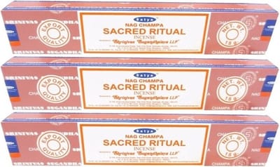 Satya Nag Champa wierook stokjes - Sacred Ritual - 3x pakje van 12 stuks - 15 gram