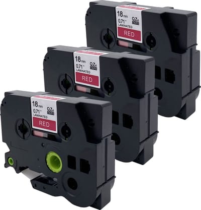 DULA Brother Compatible label tape- Tze-445 - 3 cassettes - Brother P-Touch - Wit op rood - 18mm x 8m