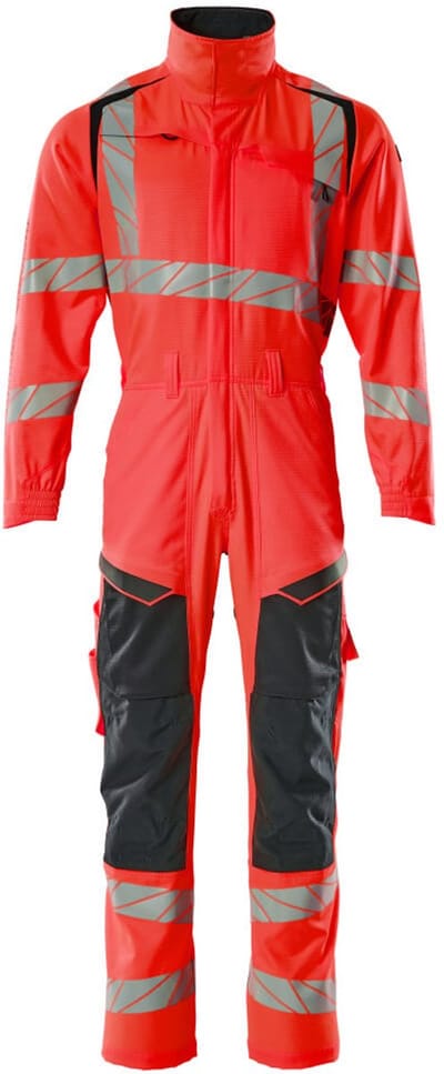 Mascot Accelerate Safe Overall met kniezakken 19519-236 - hi-vis rood/donkermarine - 2XL