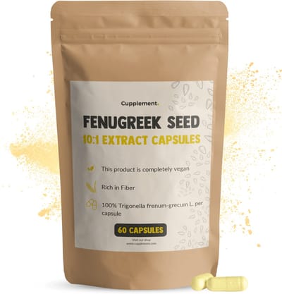Cupplement Fenegriek 10.000 mg per dagdosering 60 capsules - Fenugreek -Boezemvriendjes alternatief - fenegriek zaad geen fenegriek olie - Vegan - Zonder toevoegingen - Lab getest - 60 dagen voorraad per zakje