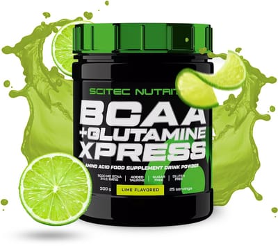 Scitec Nutrition® - BCAA + Glutamine Xpress (300 gram - Lime) - 25 doseringen - aminozuren - aminozuur - bcaa - l-isoleucine - l-leucine - l-valine - poeder