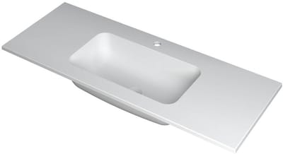 INK Faktor Wastafel Polystone Midden met 1 Kraangat - 1200x450x15 mm - Mat Wit