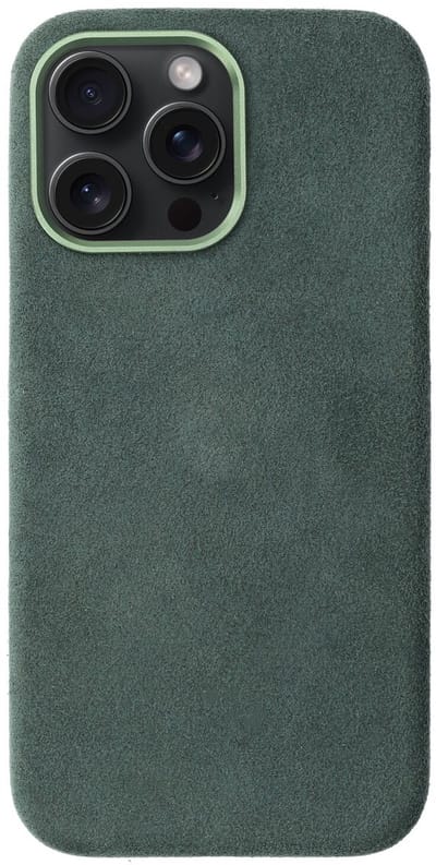 Rosso Avanti Hoesje Geschikt voor Apple iPhone 15 Pro Max | Compatibel met MagSafe / Qi2 | Echt Italiaans Alcantara | Back Cover | Beschermhoes | Groen