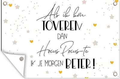 Muurdecoratie Get well soon - Quotes - Sterren - Toveren - 180x120 cm - Tuinposter - Tuindoek