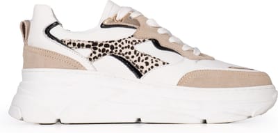 Poelman JANA Dames Sneakers - Beige met combinatie
