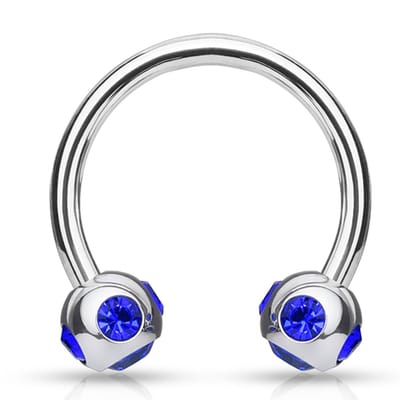Piercing crystal ball ring 1.2x10x4 - zilver blauw - LMPiercings