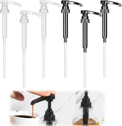 Siroopdispenser set van 6 stuks voor dranken, inclusief lange buizen, geschikt voor 500ml/1000ml flessen, ideaal voor sap en cocktails