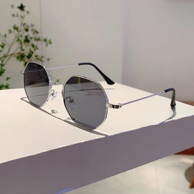 KAMMPT Lunettes de Soleil Polygonales Vintage Hommes Femmes Verres Dégradés Rétro Chic Designer Lunettes de Soleil Mode Extérieure as picture shows