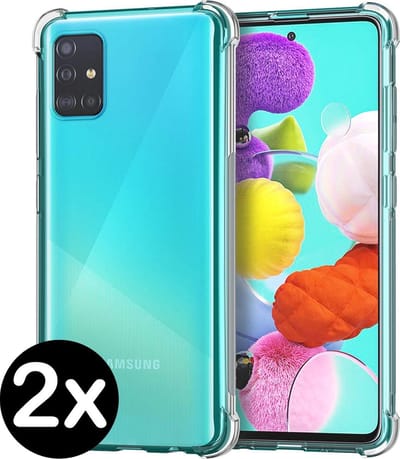 Hoesje - 2 Stuks - Geschikt voor Samsung Galaxy A51 - Sterk & Shockproof - Back Cover - Siliconen Case - Telefoon Hoes Shock Proof - Telefoonhoes - Transparant