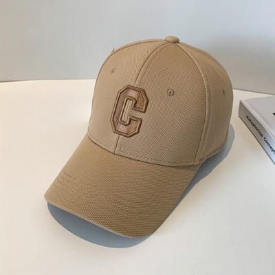 Casquette de Baseball Simple Brodée Lettre C Pour Hommes Femmes Uni Réglable Chapeau de Soleil Unisexe Décontracté Hip Hop Papa Casquette de Camionneur (as the picture,Adjustable) beige