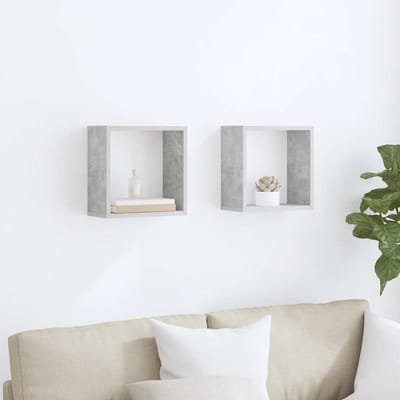 vidaXL - Wandschappen - kubus - 2 - st - 30x15x30 - cm - betongrijs