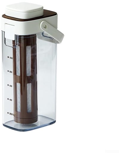 Koffiezetapparaat voor koud brouwen van 1000 ml met verwijderbaar fijnmazig filter, geschikt voor ijsthee, vruchtenthee en zelfgemaakte koud gebrouwen koffie (wit).