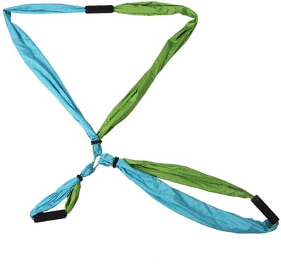 Sling Sling Hangock, Nylon Aerial Yoga Swing Chair Body Fitness Ondersteuning Fitness Yoga Hangmat met Riemen Handvat voor Comfort (Hemelsblauw fruitgroen)