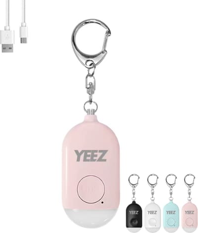 Yeez - Persoonlijke alarm - oplaadbare sleutelhangers - met led zaklamp - roze