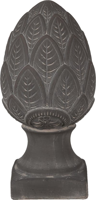 Clayre & Eef Beeld Dennenappel Ø 13x26 cm Grijs Steen