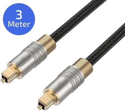 VanDijck Premium Toslink Optische Kabel - Soundbar - 3 meter - Goud/Grijs