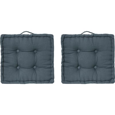 Eazy Living Vloerkussen 40 x 40 cm Tiago Donkerblauw - 2 Stuks