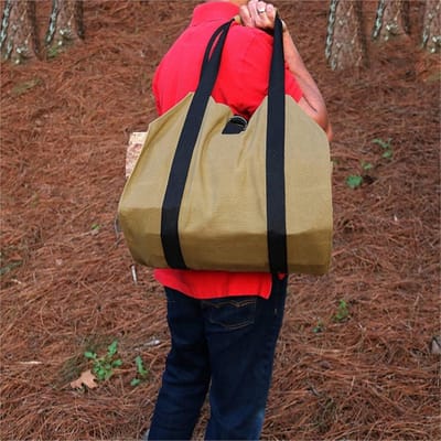 Brandhout Opbergtas - Draagbare Houten Tas - Outdoor Camping - Lichtgewicht Materiaal - Grote Afmeting - Zwart
