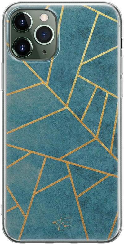 Hoesje geschikt voor iPhone 11 Pro Max - Abstract blauw - Soft Case - TPU - Print - Blauw - Mooie Telefoonhoesjes