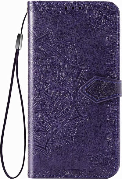 Geschikt voor Samsung Galaxy A51 Bookcase - Paars - Bloemen - Portemonnee Hoesje