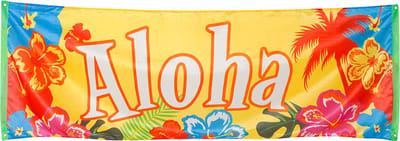 Boland - Polyester banner 'Aloha' - Tropisch - Hawaii - Tuinfeest - Themafeest - Verjaardag