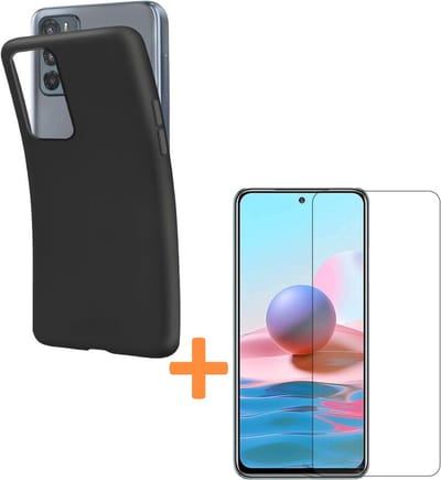 Silicone hoesje zwart met 2 Pack Tempered glas Screen Protector Geschikt voor: Motorola Moto G42
