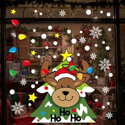 Raamstickers - Kerst -Stickers - Kerststickers - Raamdecoratie - Herbruikbaar - Kinderen - Kerstversiering - Gekleurd - 45 Stuks