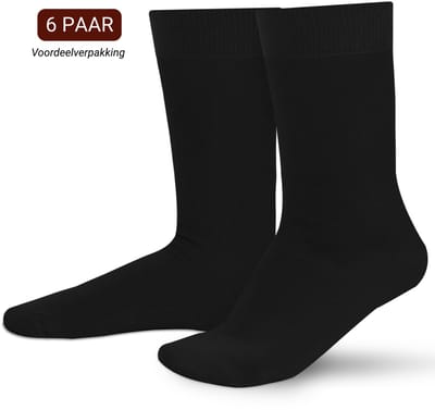 Sukats® Katoenen Sokken - 6 Paar - Zwart - Maat 39-42 - Dames en Heren Sokken - Smart Casual - Meerdere Maten en Kleuren - Unisex sokken katoen - Naadloos