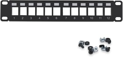 Patchpaneel Leeg - Netwerkpaneel Patchkast Paneel - Netwerk Installatie - 12 Poorten RJ45 - 10 inch - Zwart