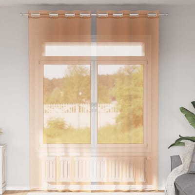 vidaXL - Gordijnen - voile - met - doorvoertules - 2 - st - terracotta
