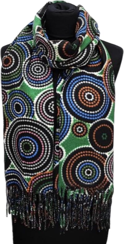 Lange Warme Sjaal - Geometrische Print - Groen - 200 x 70 cm (23-2#)