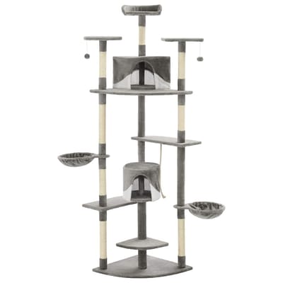 vidaXL - Kattenkrabpaal - met - sisal - krabpalen - 203 - cm - grijs - en - wit