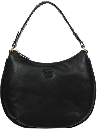 BRIC'S Leren Schoudertas Volterra Hobo Bag Black Zwart