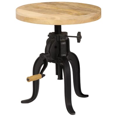 vidaXL - Bijzettafel - 45x(45-62) - cm - massief - mangohout - en - gietijzer