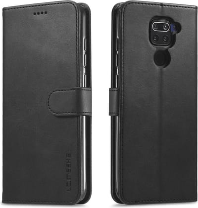 LC.IMEEKE Hoesje - Geschikt voor Xiaomi Redmi Note 9 Hoesje - LC.IMEEKE Luxe Book Case - Zwart