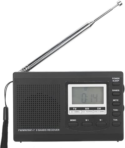 Draagbare Radio - Mini Ontvanger - Muziek Luisteren - Digitale Klok - 15 x 9 x 4 cm - Zwart