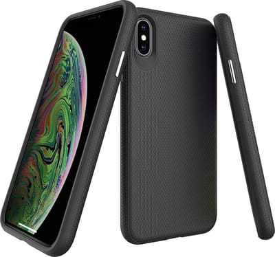 Casemania Hoesje Geschikt voor Apple iPhone XS Max - Zwart - Anti Slip Matte Armor Back Cover