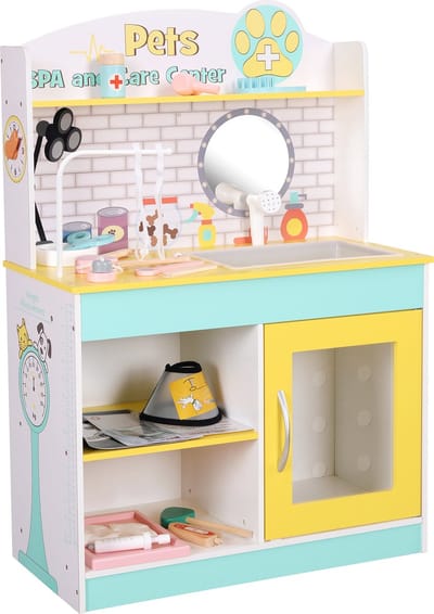 Teamson Kids Dier Poetsen Speelset - Kinderspeelgoed - Rollenspel Speelgoed - Groen/Geel