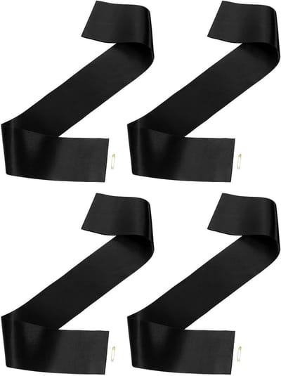 Ronte - Zijden Sjaal Set van 4 stuks voor Afstudeerceremonies, Verjaardagen en Bruiloften in Zwart